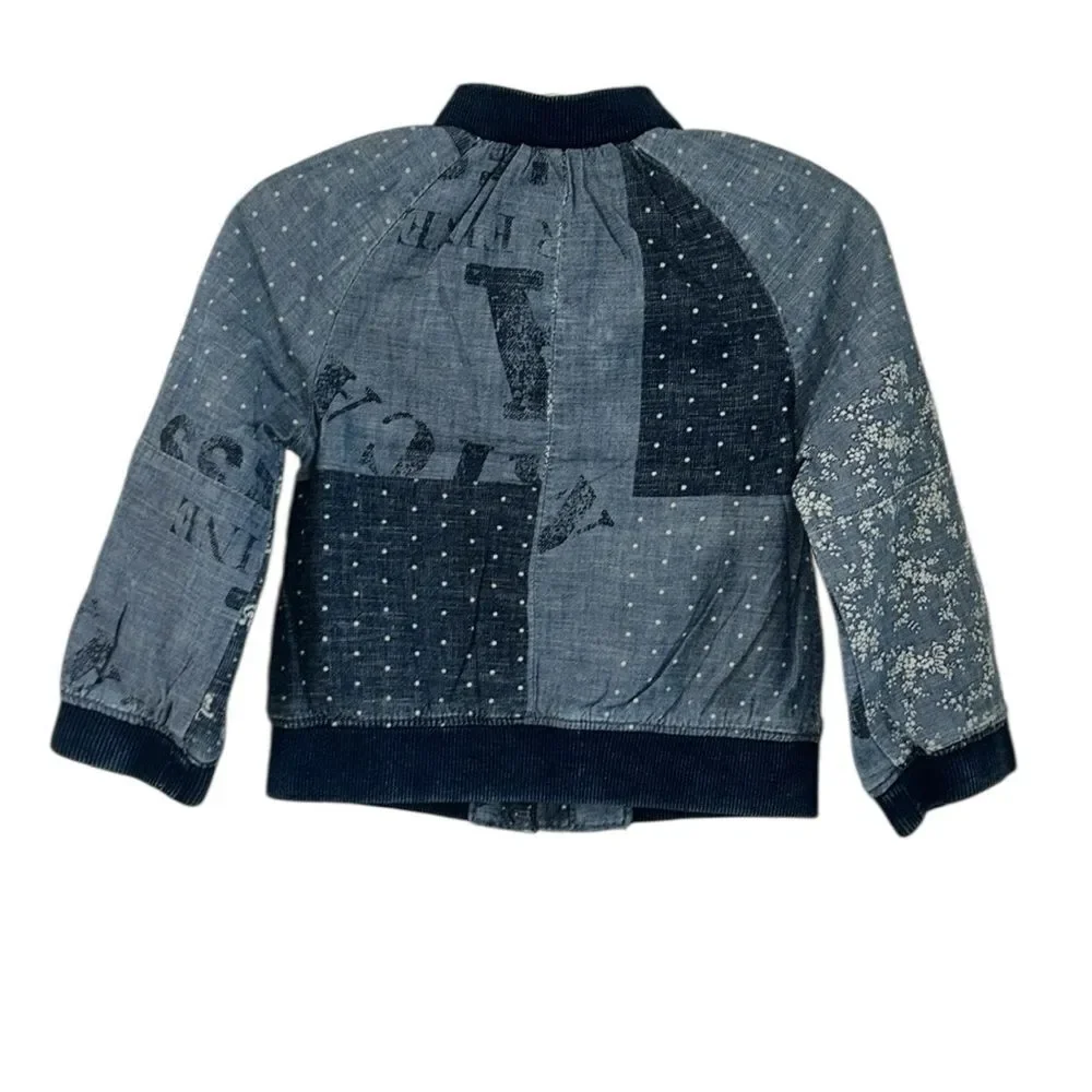 Gap Toddler Blue Bomber Patchwork Jacket(Size 2yrs)